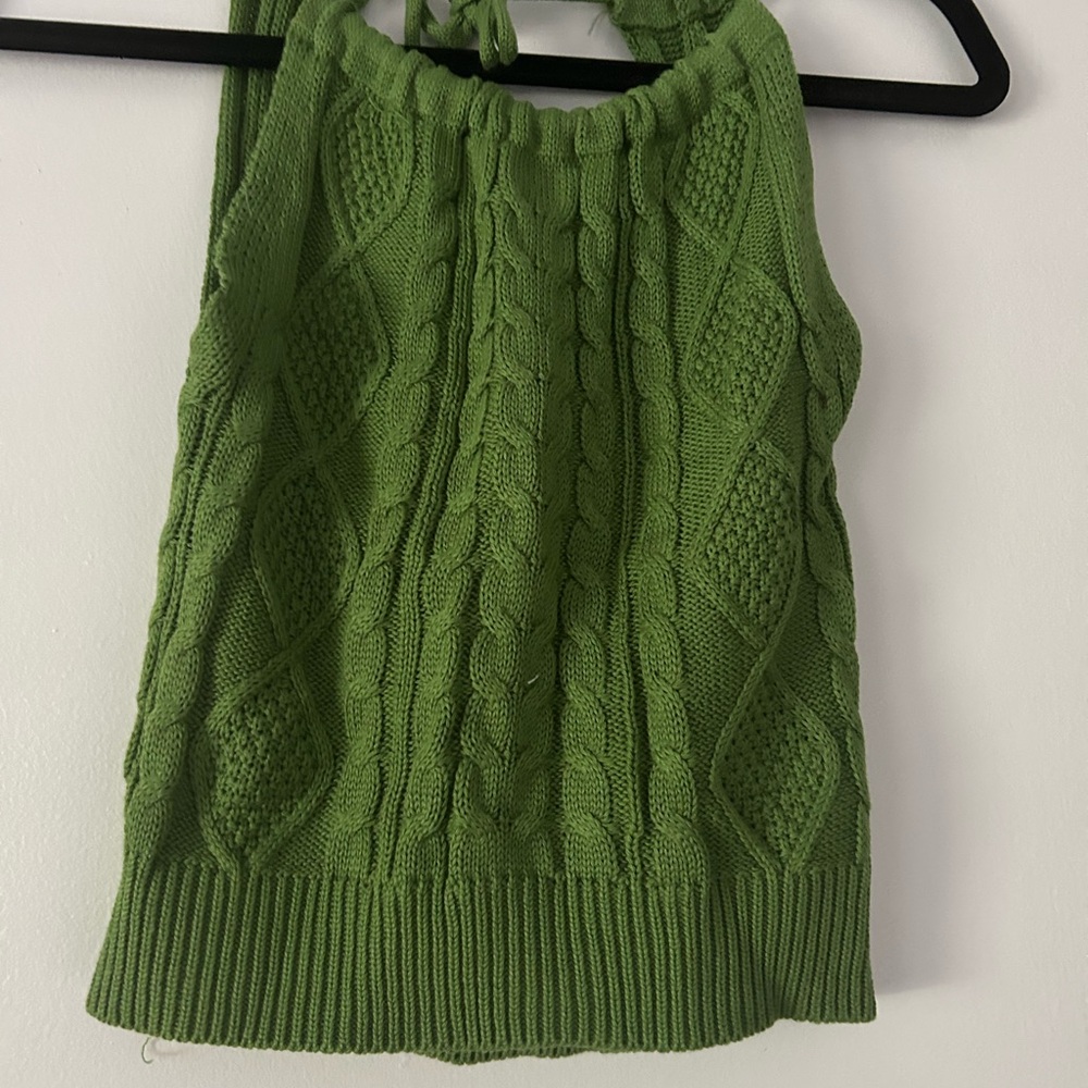Green Cable Knit Tank Top
